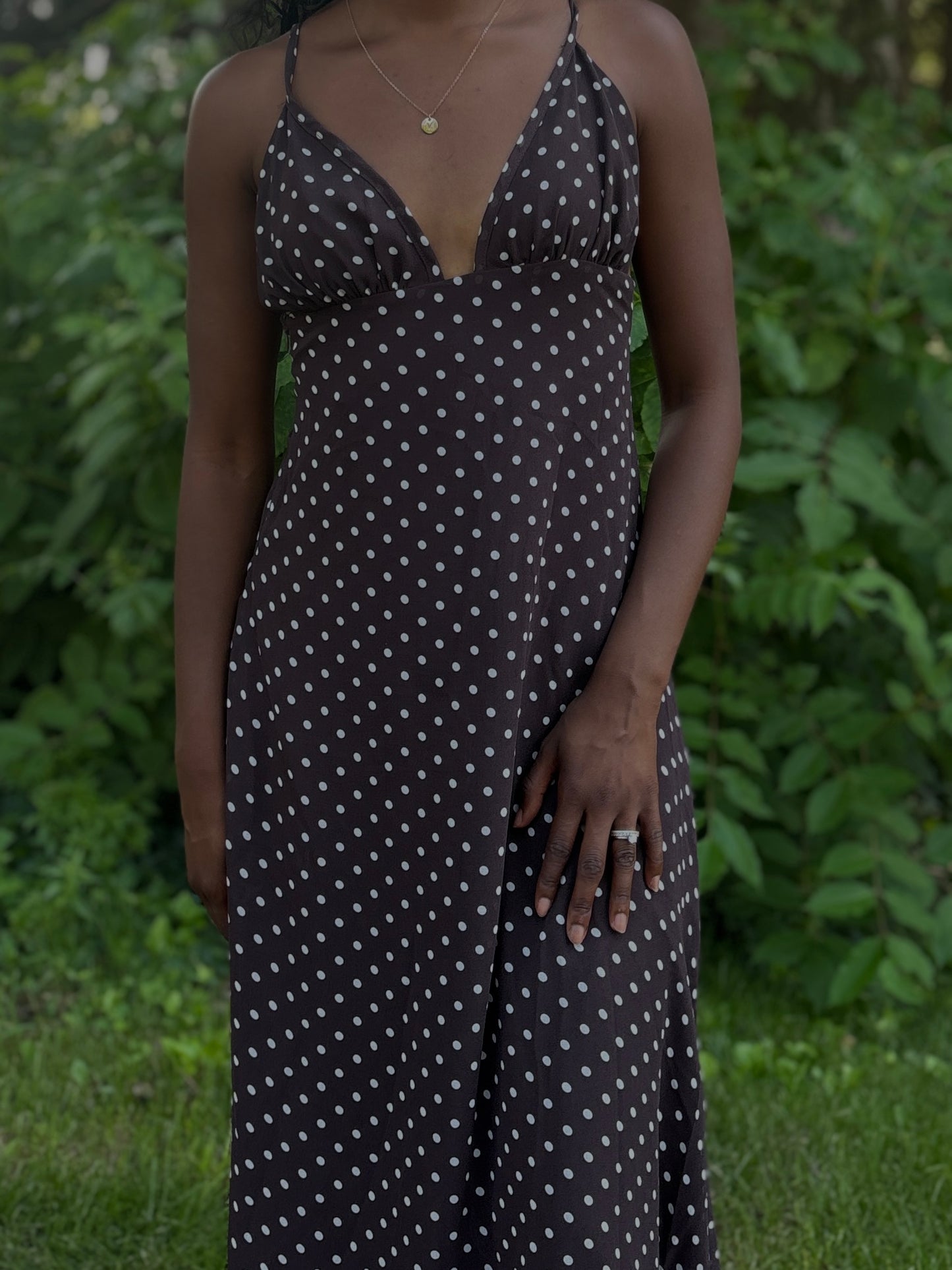 Zaina Polka Dot Maxi Dress with Scarf