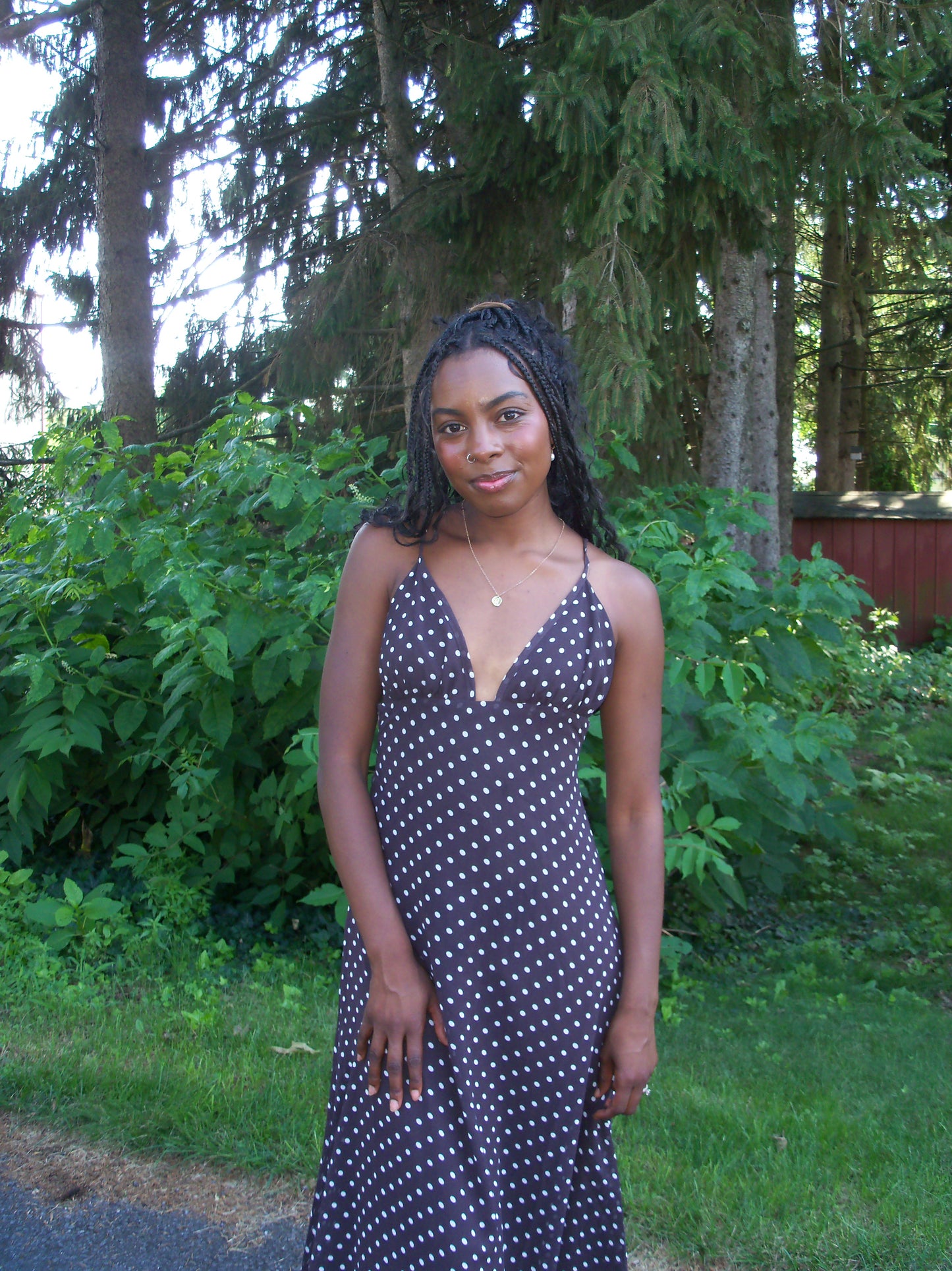 Zaina Polka Dot Maxi Dress with Scarf