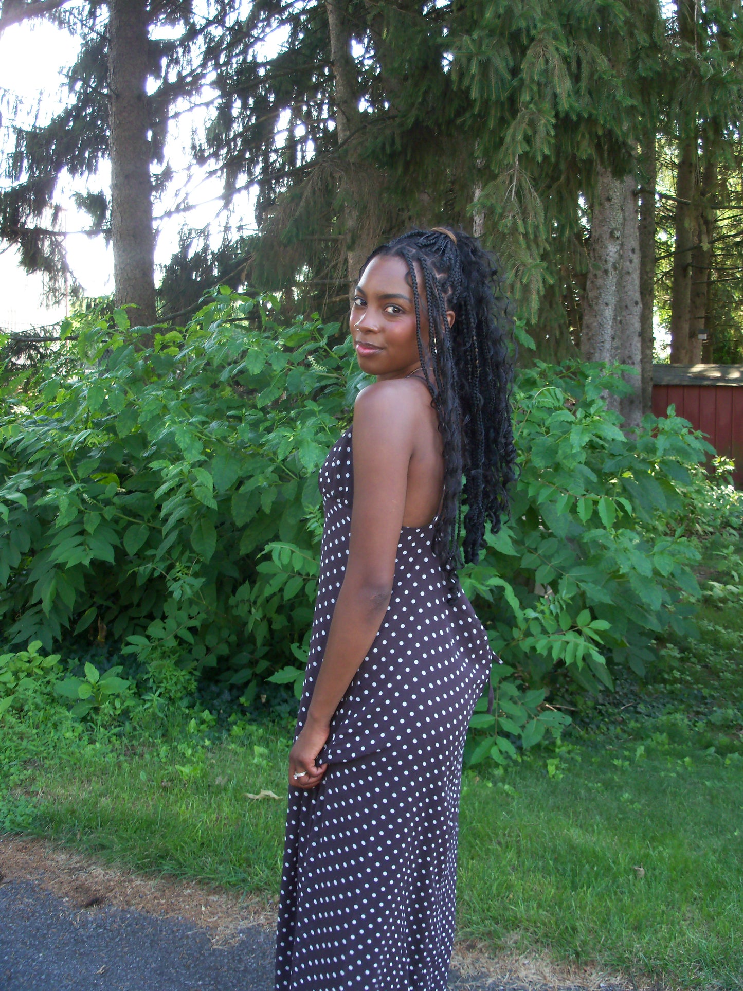 Zaina Polka Dot Maxi Dress with Scarf